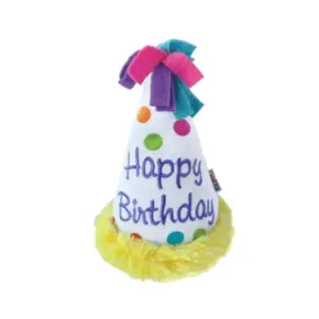 FouFou- Birthday Hat Crinkle Toy White