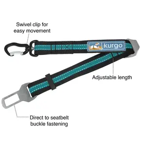 Kurgo Kurgo - Direct to Seatbelt Tether Coastal Blue