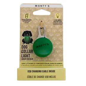 Monty's Bags Monty's - USB Rechargeable Dog Collar/Harness Light - Green