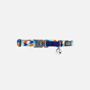 Cloe e Cluzo Cloe E Cluzo - Cat Collar Adjustable - Blue/Orange Chevron