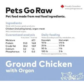 Pets Go Raw Pets Go Raw - Chicken with Organ Meat