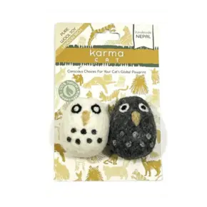 Karma Cat - Wool Owls 2 Pack Cat Toys