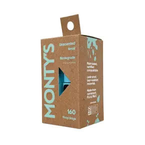 Monty's Bags Monty's Cornstarch Poop Bags Small-  Box of 8 rolls (160 bags)