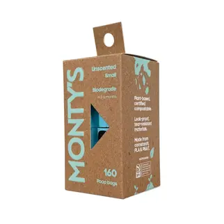 Monty's Bags Monty's Cornstarch Poop Bags Small-  Box of 8 rolls (160 bags)