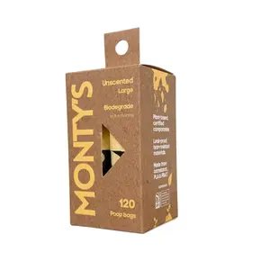 Monty's Cornstarch Poop Bags Regular - Box of 8 rolls (120 bags)