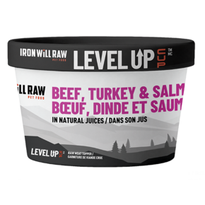 Iron Will - Level Up Topper Cup -Beef, Turkey & Salmon in Natural Juice 4oz