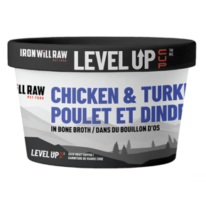 Iron Will Raw Pet Foods Iron Will - Level Up Topper Cup -Chicken & Turkey in Bone Broth 4oz