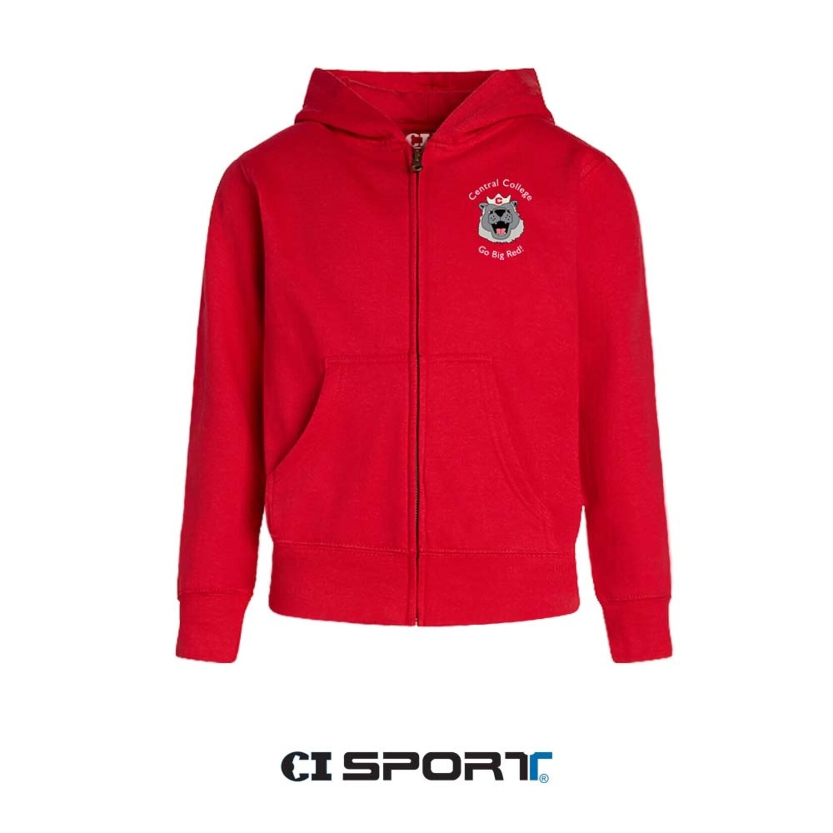 CI SPORT CI Sport Youth Full Zip Hood Go Big Red