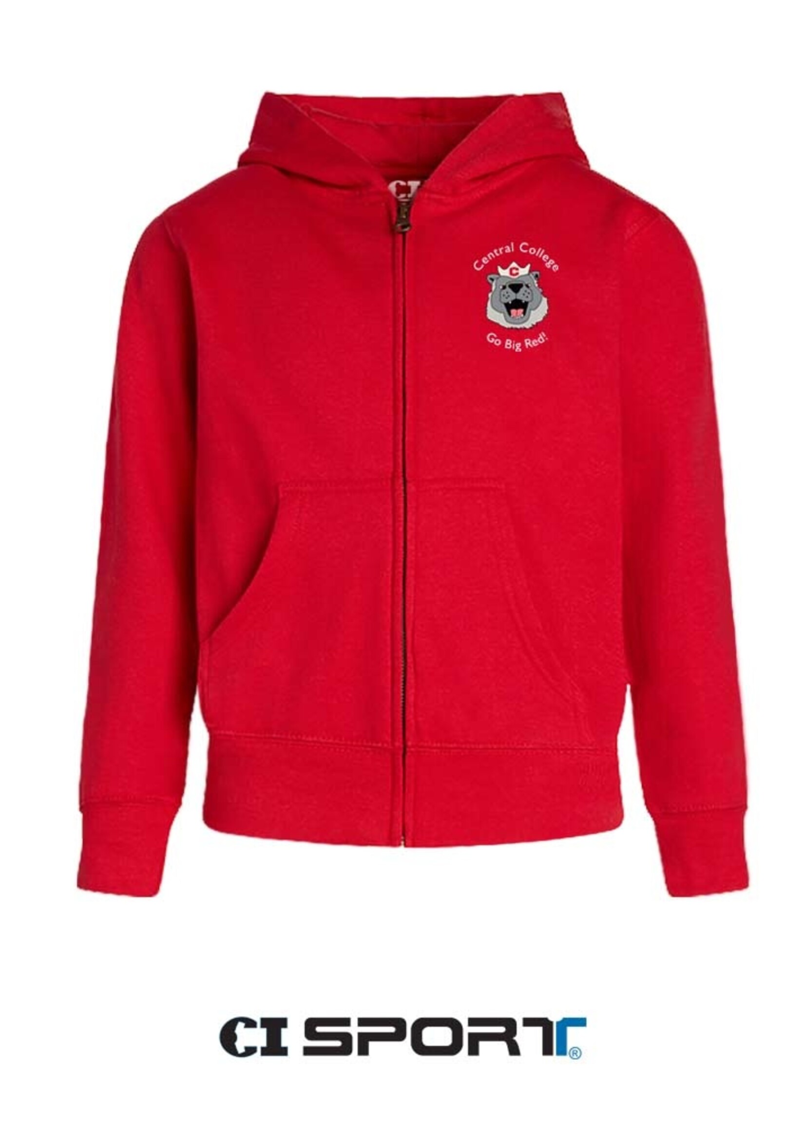 CI SPORT CI Sport Youth Full Zip Hood Go Big Red