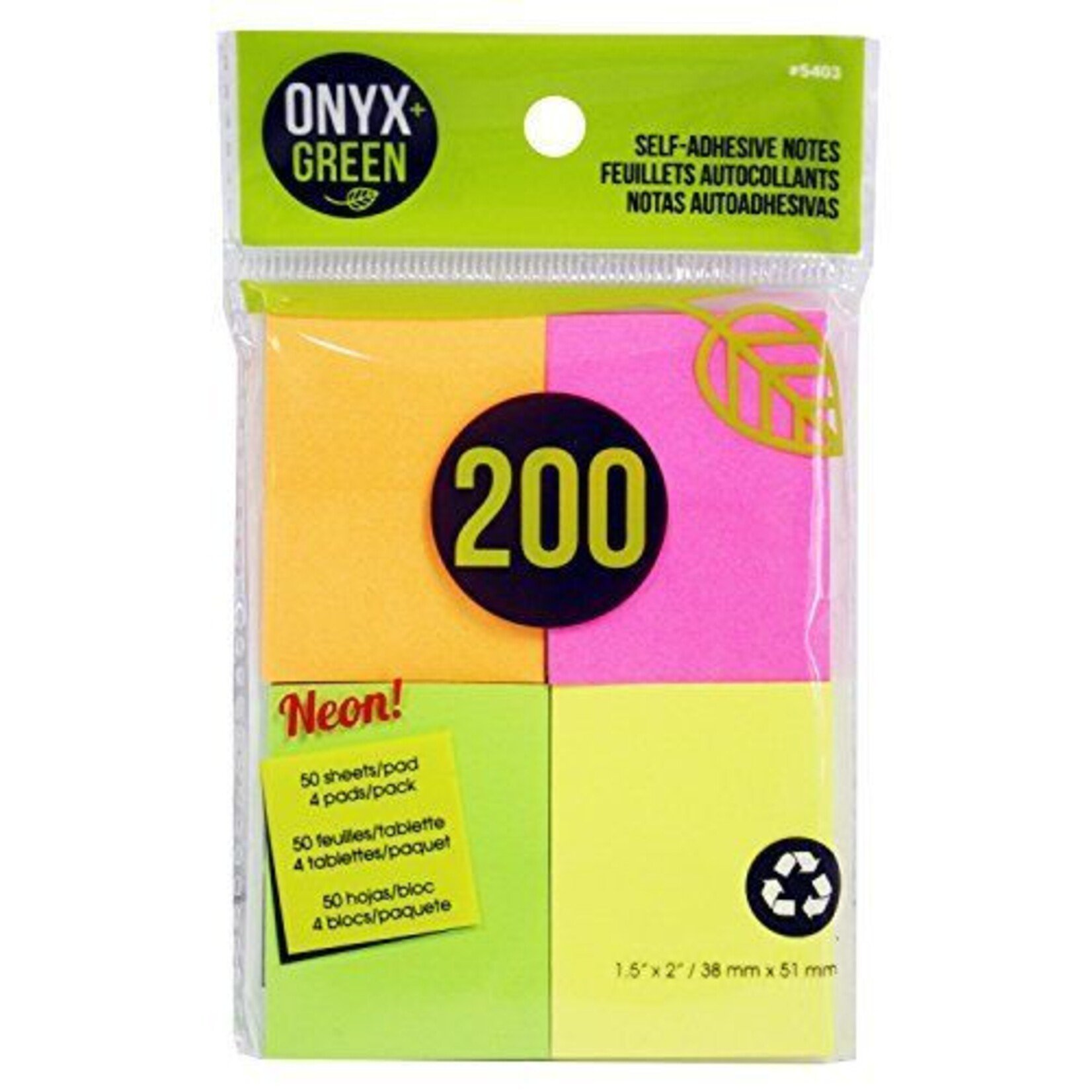 ONXG Onyx Green 1 1/2"x2" sticky note