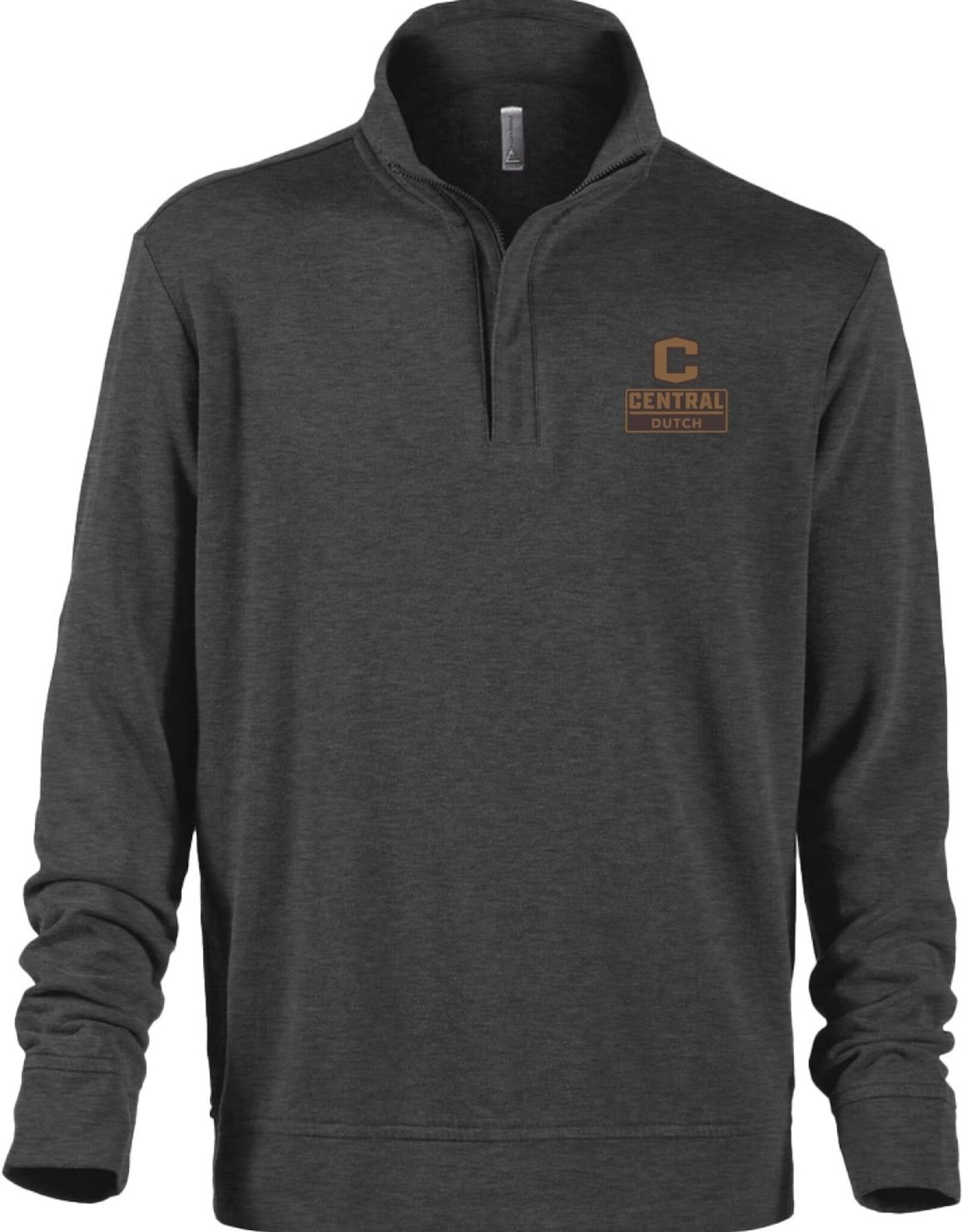 College House College House Interlock 1/4 Zip with Leather Patch Dark Ash