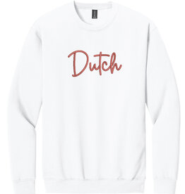College House College House Script Dutch Embroidered Crew White