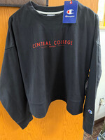 CHAMPION Champion Womens Sueded Cropped Crew Red Central Lettering