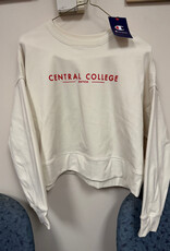 CHAMPION Champion Womens Sueded Cropped Crew Red Central Lettering