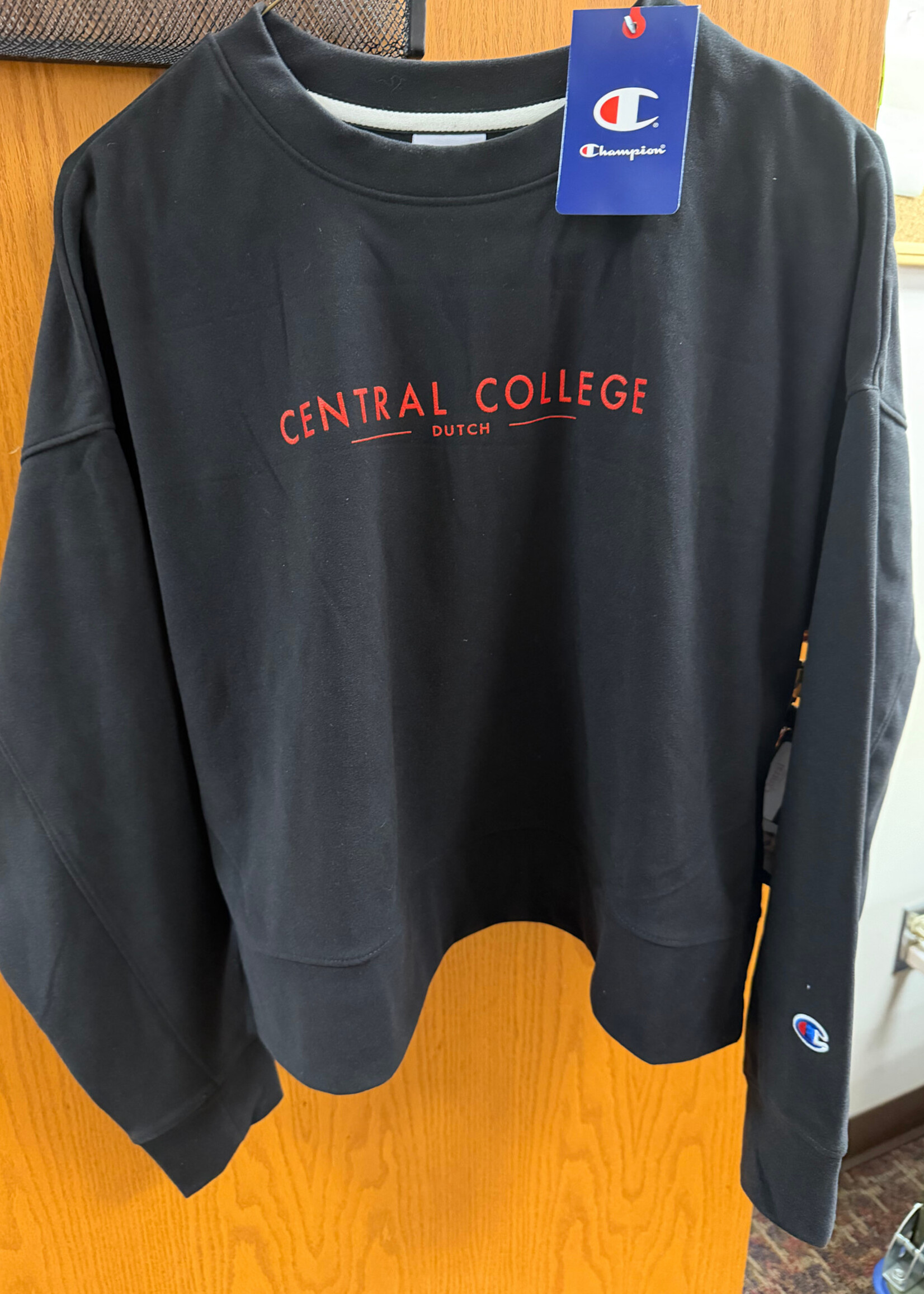 CHAMPION Champion Womens Sueded Cropped Crew Red Central Lettering