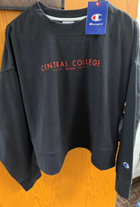 CHAMPION Champion Womens Sueded Cropped Crew Red Central Lettering