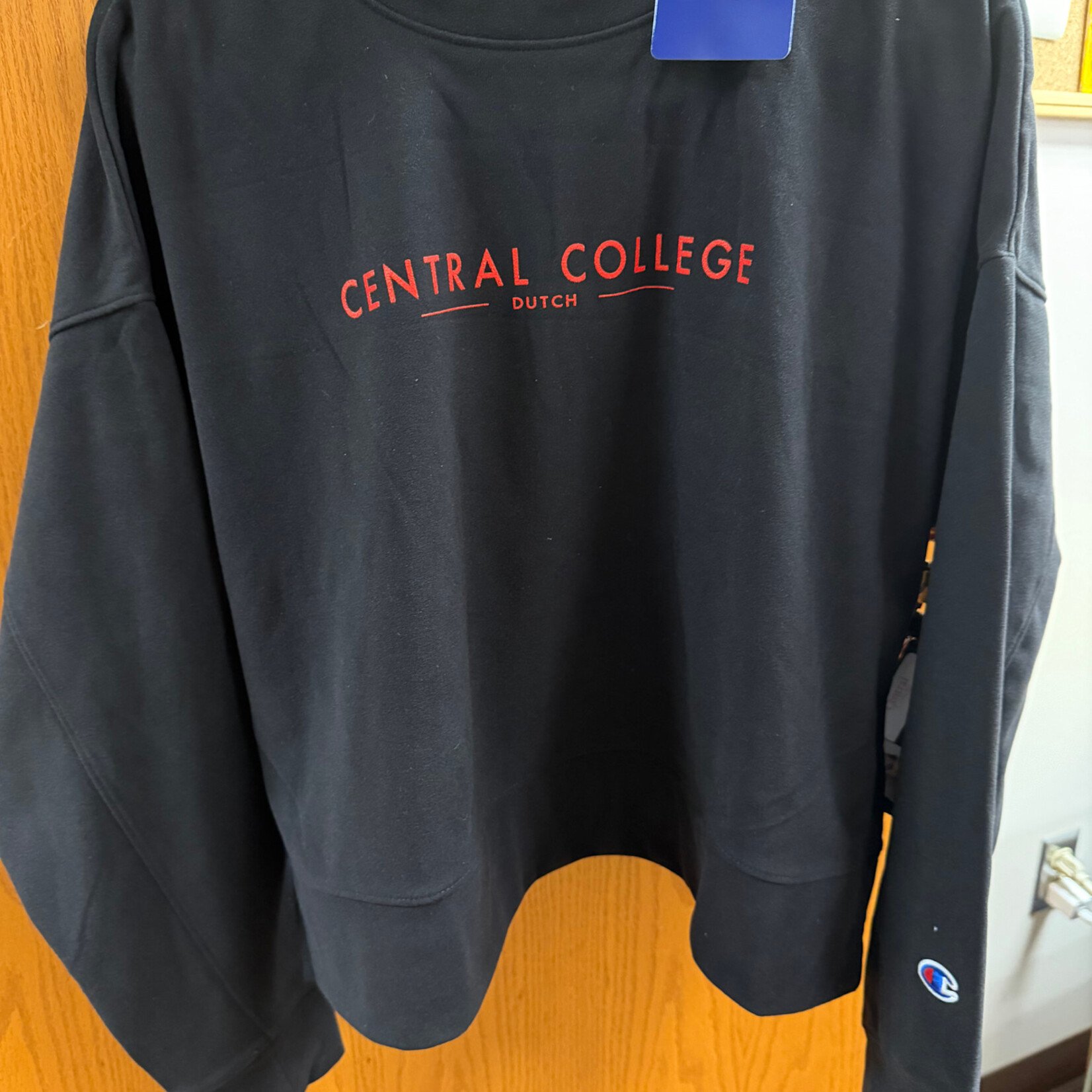 CHAMPION Champion Womens Sueded Cropped Crew Red Central Lettering