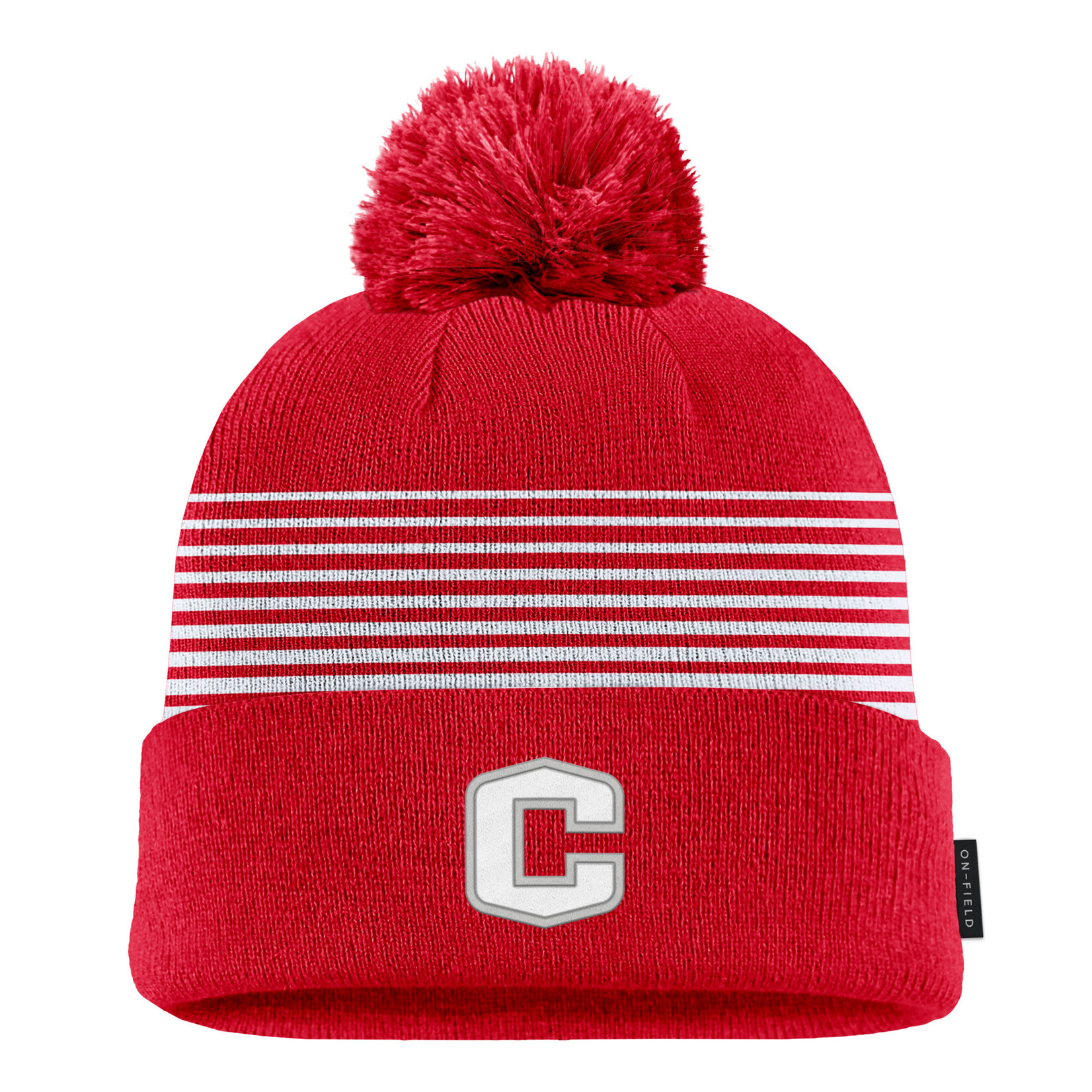 Nike Nike Peak Stripe Red Beanie w/Pom