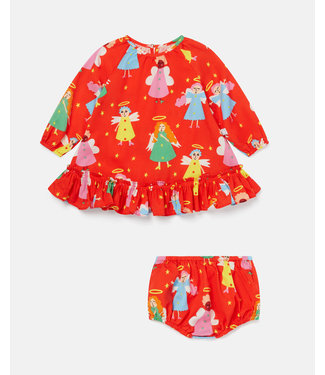 Caramel Baby Jupiter Embroidered Cotton Dress In Polka
