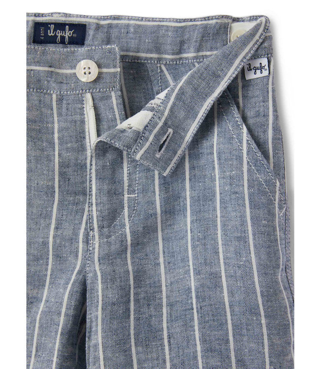 Il Gufo Il Gifo-ss21 STRIPED LINEN BERMUDA SHORTS