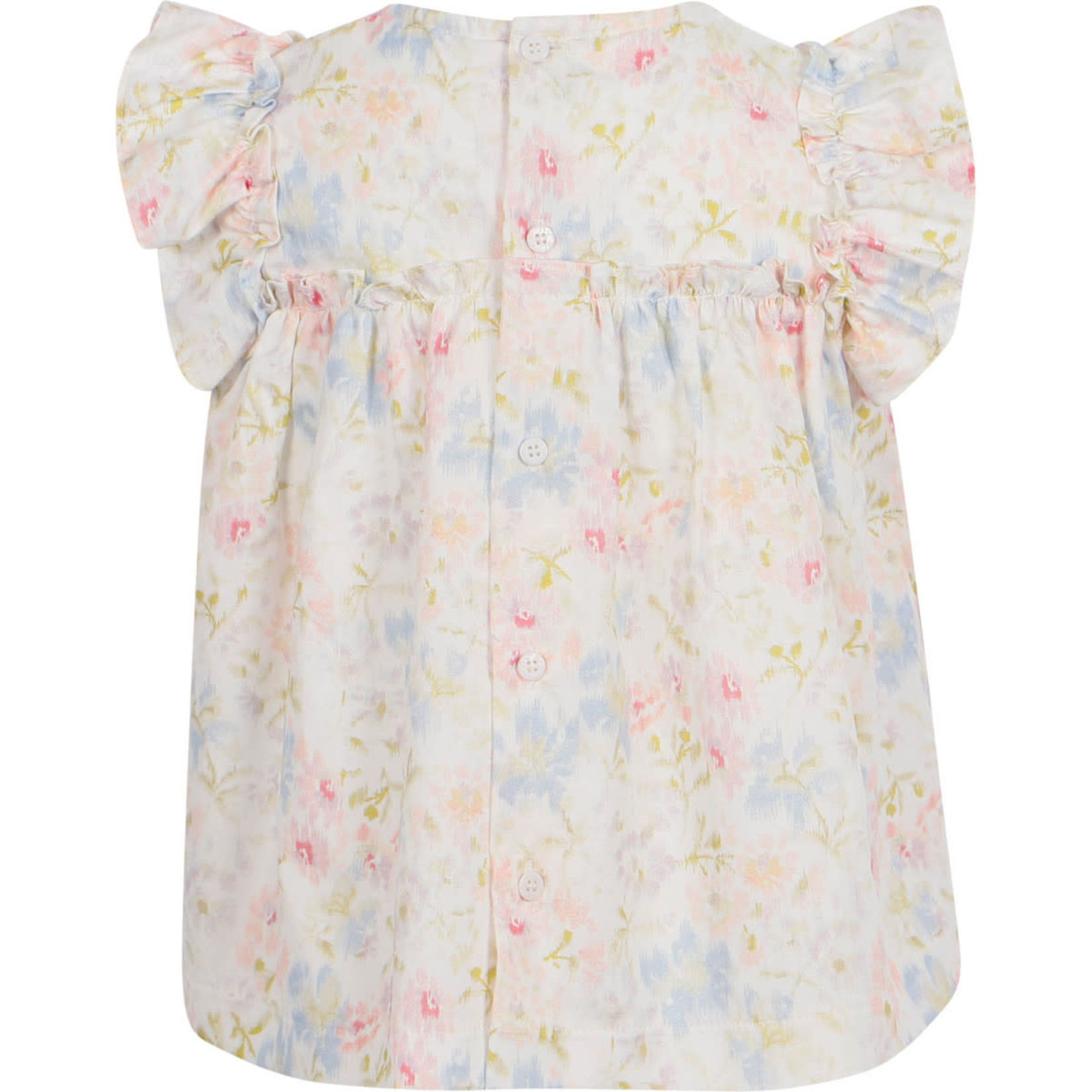 Il Gufo Il Gufo-ss21 Floral Dress Blouse and Shorts Set in White and Pink