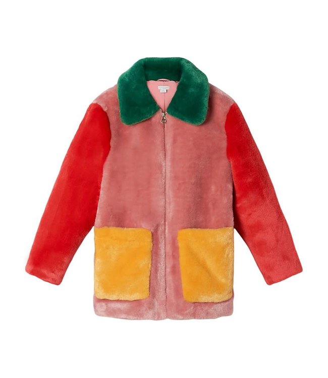 Stella McCartney Stella Mccartney-AW21 Kid Girl Faux Fur Colorblock Coat   603288 SRK60