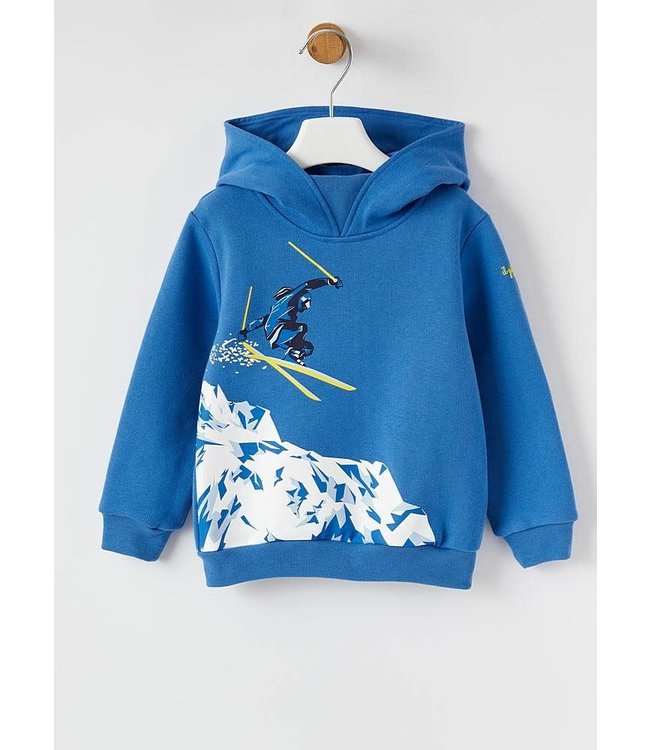 Il Gufo Il Gufo-AW21 A21 MF207 M0107 BOYS SWEATSHIRT W/MOUNTAINS AND SKI PERSON ON IT