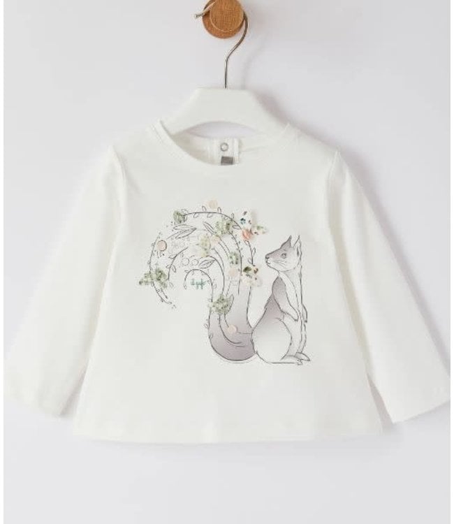 Il Gufo Il Gufo-AW21 GIRLS LS T-SHIRT W/SQUIRREL GRAPHIC AND DETAILING   A21 TA256