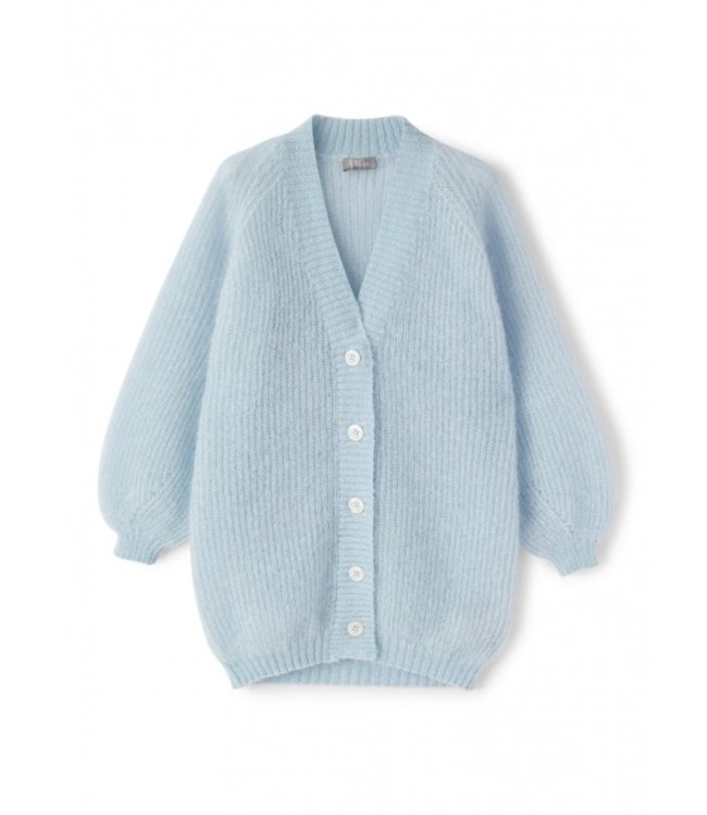 Il Gufo - LIGHT BLUE MOHAIR LONG CARDIGAN - igloobaby