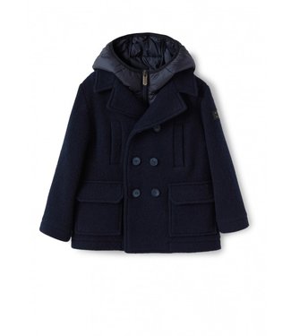 Il Gufo IL GUFO - BLUE WOOL DOUBLE-BREASTED COAT