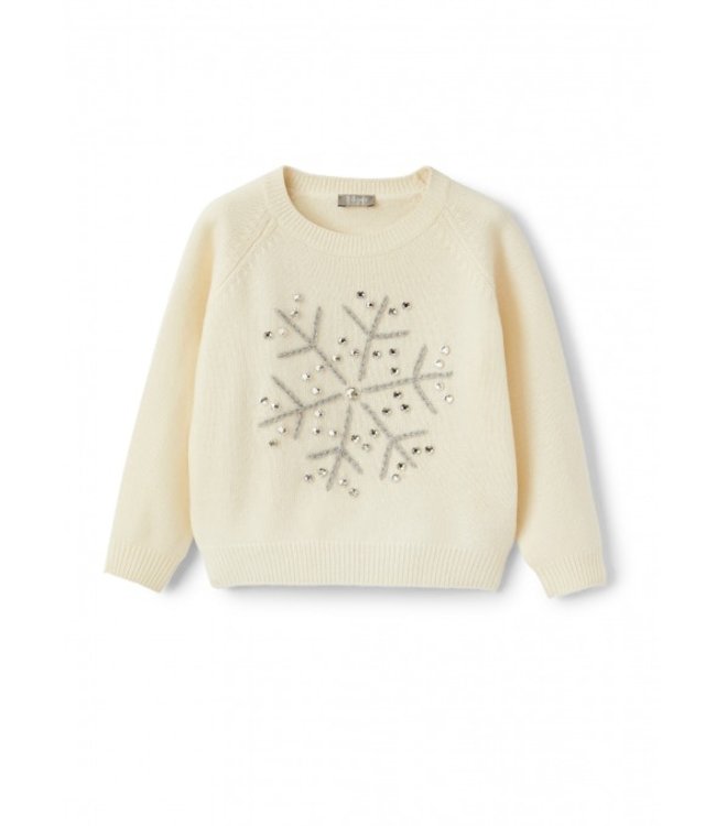 Il Gufo IL GUFO - SWEATER WITH SNOWFLAKE AND CRYSTALS