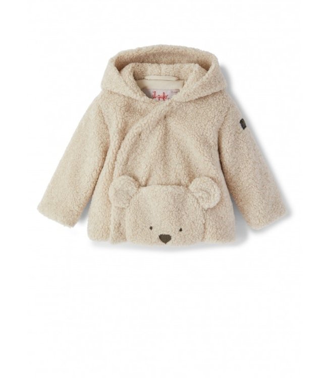 Il Gufo IL GUFO - NATURAL TEDDY JACKET WITH BEAR