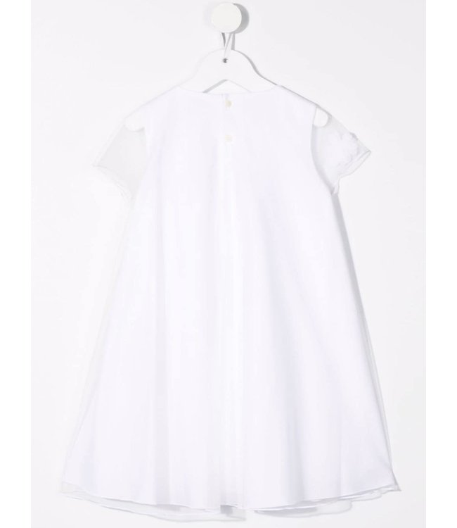 Il Gufo IL GUFO - floral-appliqué sheer-sleeve dress