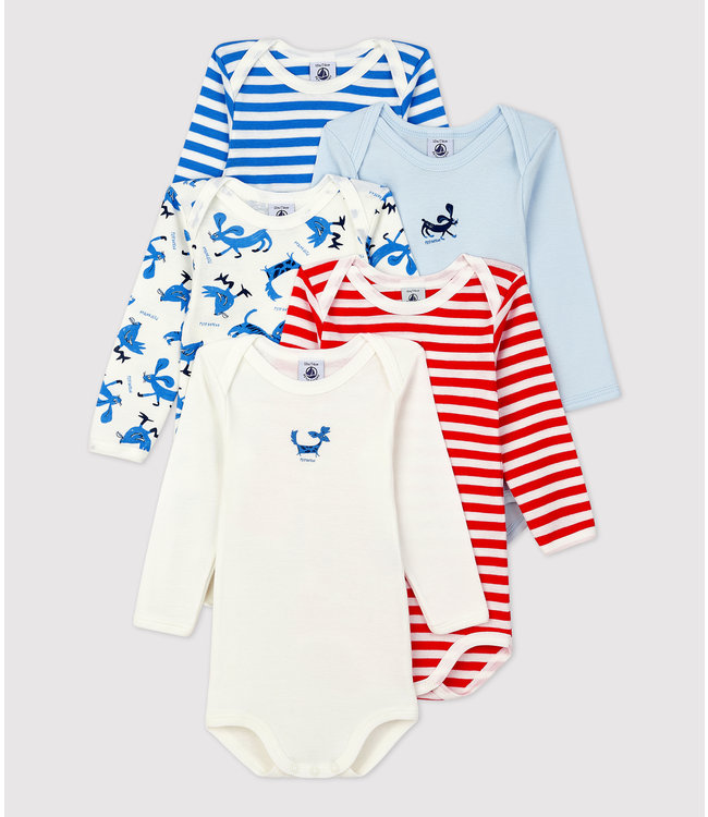 Petit Bateau Petit Bateau - LONG-SLEEVED COTTON BODYSUITS - 5-PACK