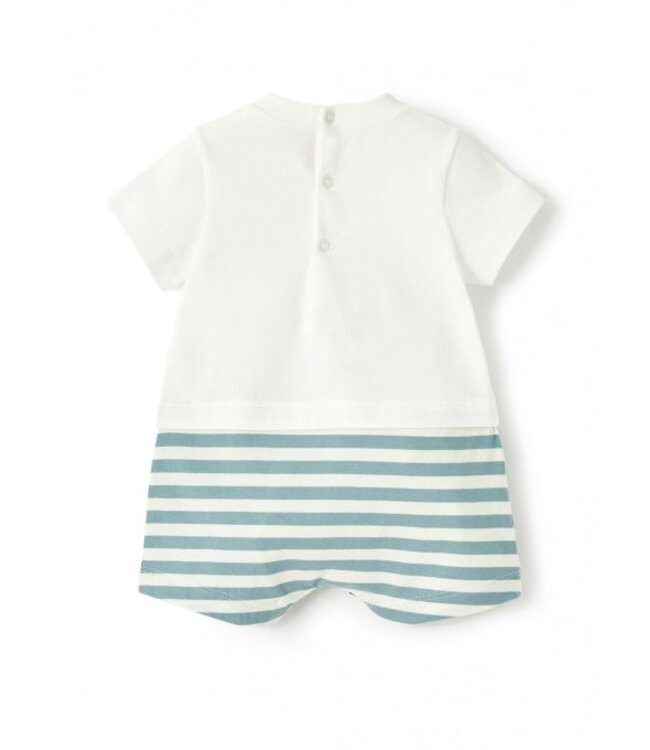 Il Gufo IL GUFO - BABY BOY ROMPER W/ FROG AND STRIPS