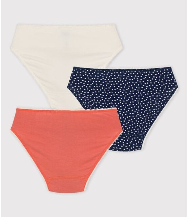 Petit Bateau Petit Bateau - GIRLS' SPOTTED COTTON AND ELASTANE BRIEFS - 3-PACK
