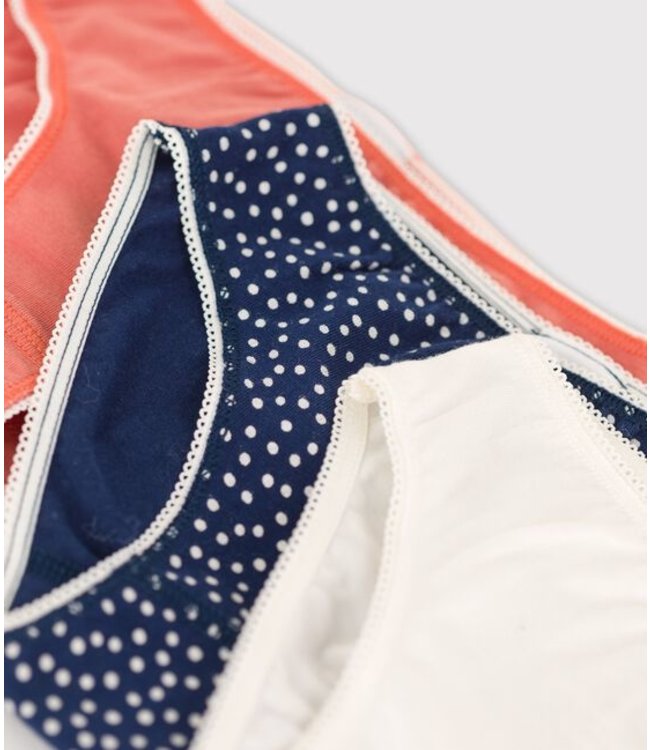 Petit Bateau Petit Bateau - GIRLS' SPOTTED COTTON AND ELASTANE BRIEFS - 3-PACK
