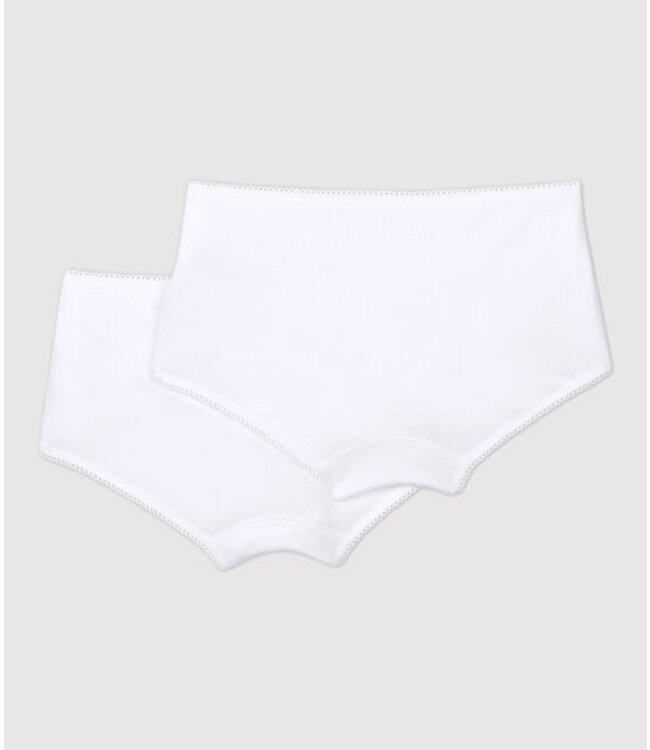 Petit Bateau Petit Bateau - GIRLS' WHITE ORGANIC COTTON HIPSTERS - 2-PACK