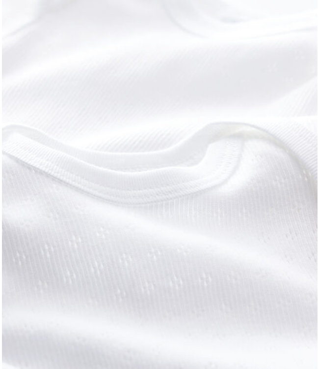 Petit Bateau Petit Bateau - BABIES' WHITE SHORT-SLEEVED ORGANIC COTTON BODYSUITS - 2-PACK