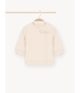 Chloe Chloe - Girls' sweater in organic cotton fleece with perforated Chloé logoT