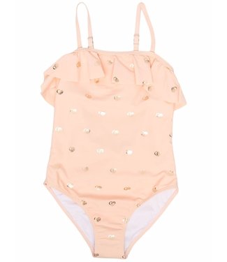 Chloe Chloe - logo-print ruffle-detailed swimsuit