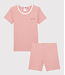 Petit Bateau Petit Bateau - GIRLS' PINK PINSTRIPED ORGANIC COTTON SHORT PYJAMAS