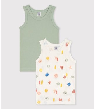 Petit Bateau Petit Bateau - BOYS' COTTON/TENCEL FEELINGS THEMED VESTS - 2-PACK