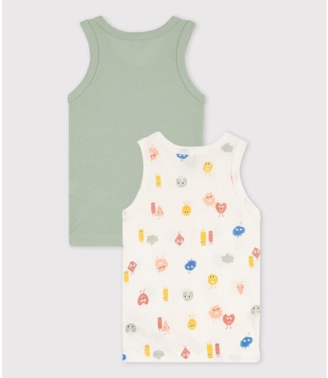 Petit Bateau Petit Bateau - BOYS' COTTON/TENCEL FEELINGS THEMED VESTS - 2-PACK