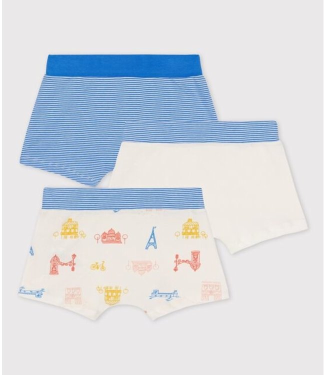 Petit Bateau Petit Bateau - BOYS' PARIS-THEMED COTTON BOXER SHORTS - 3-PACK