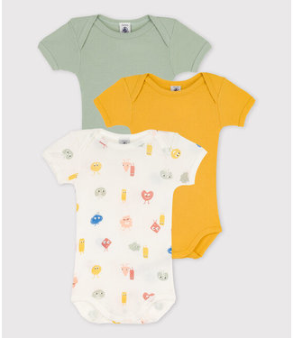 Petit Bateau Petit Bateau - SHORT-SLEEVED COTTON AND LYOCELL BODYSUITS - 3-PACK