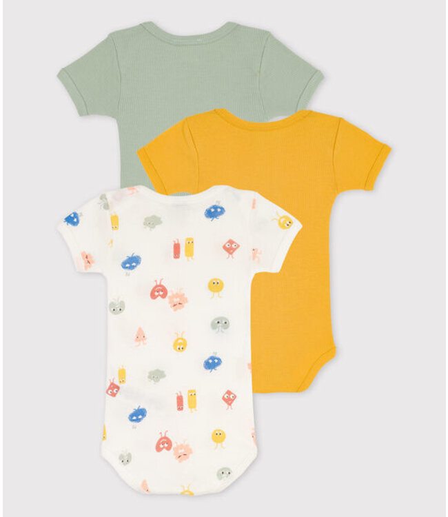 Petit Bateau Petit Bateau - SHORT-SLEEVED COTTON AND LYOCELL BODYSUITS - 3-PACK