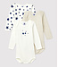 Petit Bateau Petit Bateau - STARRY LONG-SLEEVED COTTON BODYSUITS - 3-PACK