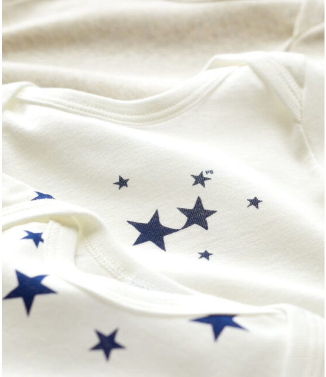 Petit Bateau Petit Bateau - STARRY LONG-SLEEVED COTTON BODYSUITS - 3-PACK