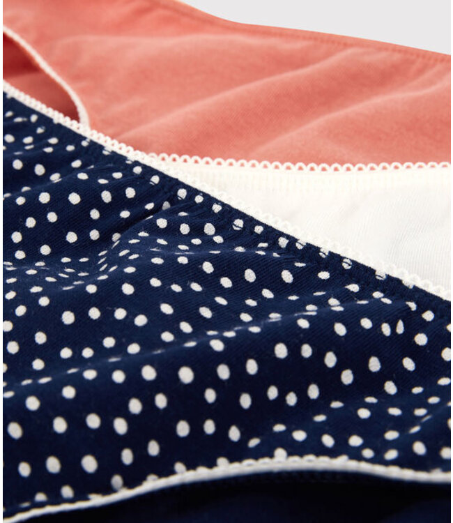 Petit Bateau Petit Bateau - GIRLS' SPOTTED COTTON AND ELASTANE BRIEFS - 3-PACK